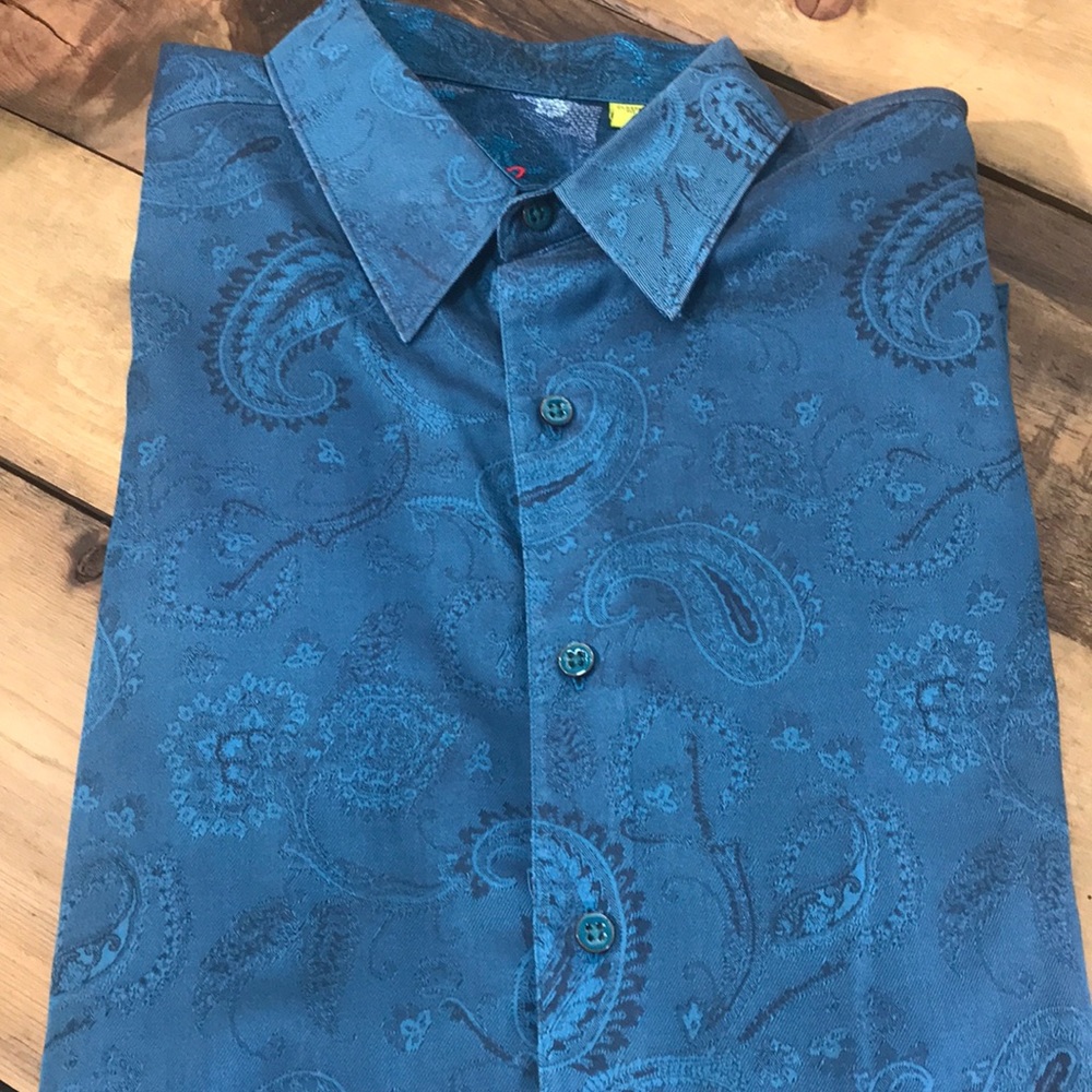 Robert Graham Teal Paisley Button-Down Shirt